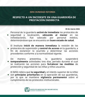 Comunicado de IMSS Durango