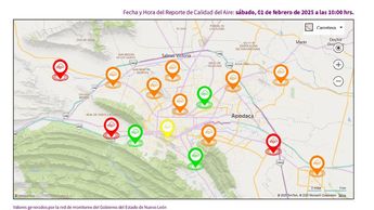 Calidad del Aire 01 de febrero corte de las 10:00 AM.| Aire NL