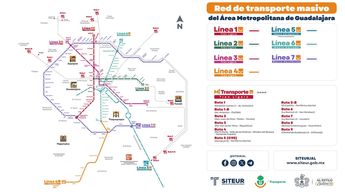 Mapa de las Líneas de Mi Tren y Mi Macro en Guadalajara. | Imagen: SITEUR