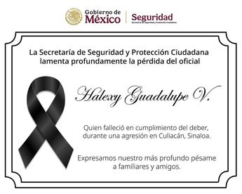 Condolencias de la Secretaría de Seguridad y Protección Ciudadana para el agente caído / SSPC