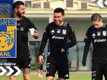 Gignac, Vigón y Marcelo previo a iniciar el entrenamiento en Tigres / @TigresOficial