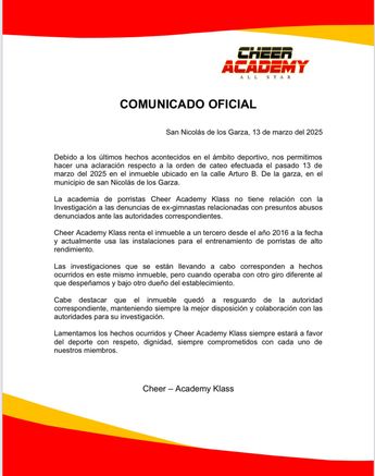 Comunicado de Cheer Academy / Especial