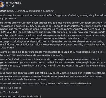 Tere Delgado comunicado