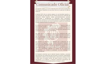 Comunicado del Centro de Estudios Tecnológicos Industrial y de servicios 146.