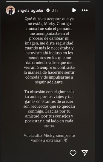 Ángela Aguilar expresó su sentir por la muerte de Miguel Mora. | Captura Instagram: @angela_aguilar_