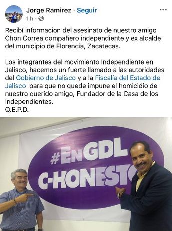 Amigos y compañeros del político lo recordaron a través de redes sociales | Jorge Ramírez vía Facebook