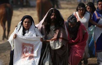 Momento de la Pasión de Cristo en que el rostro de Jesús queda en el lienzo de la Verónica./Silvia Arellano.