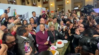 Celebración de Sheinbaum en la mañanera