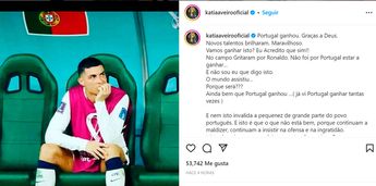 Katia Aveiro con un mensaje en Instagram que borró.