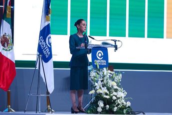 La presidenta de México, Claudia Sheinbaum participó en la asamblea anual de la Cámara de la Industria de la Transformación (Caintra). | Jorge López