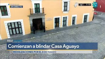 Blindan Casa Aguayo previo a manifestaciones del Día de la Mujer