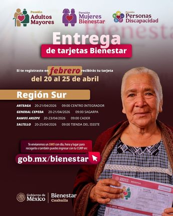 Servidores de la Nación coordinan la entrega de plásticos que permiten cobrar apoyos como pensión y Mujeres Bienestar.