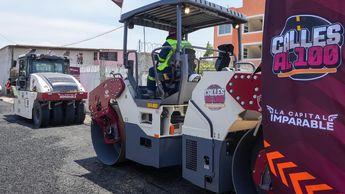 El tren de pavimentación, tecnología de punta adquirida para agilizar la obra pública en la capital / Cortesía Ayuntamiento de Puebla