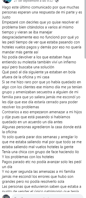 Comunicado agencia de viajes García | Cortesía