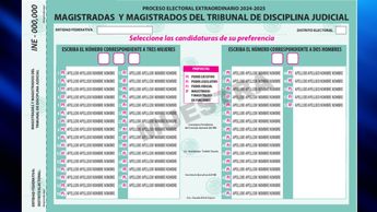 Ejemplo de boleta verde menta para elección del Poder Judicial