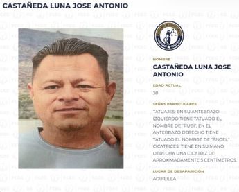Ficha de búsqueda de José Antonio Castañeda Luna. | Cortesía.