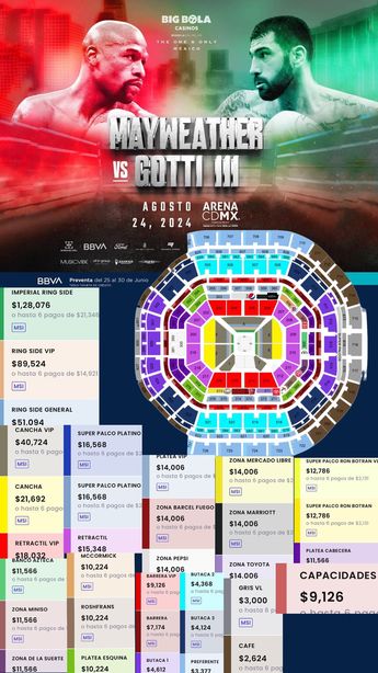 Filtran precio de los boletos de Mayweather vs Gotti III / @ailoviutl