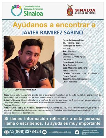 Ficha de búsqueda de Javier Ramírez Sabino