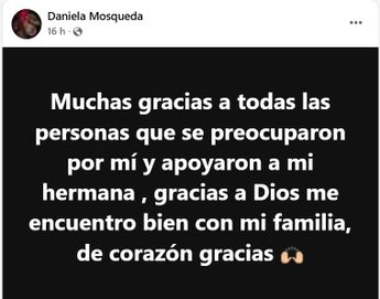 Ana Mosqueda informó que ya se encuentra con su familia. | Especial