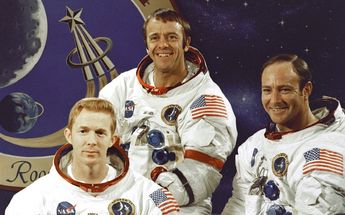 Tripulación de Apolo 14. Alan B. Shepard Jr, Stuart A. Roosa y Edgar D. Mitchel