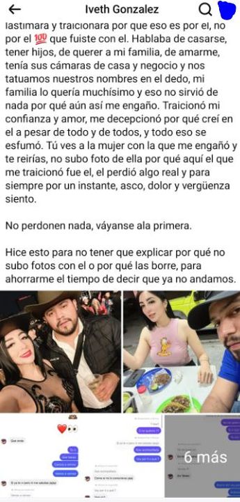 Así expuso Iveth González la infidelidad de su novio en redes sociales. | Especial
