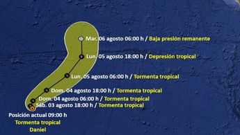 Trayectoria tormenta tropical Daniel
