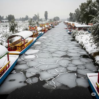 Las trajineras, los embarcaderos y otras estructuras de madera se verían dañadas si se congelara el agua en Xochimilco