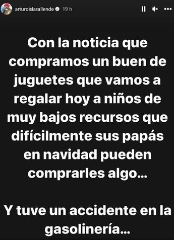 Arturo Islas dio a conocer que sufrió un accidente