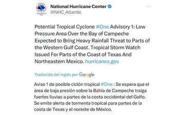 Ciclón tropical 1