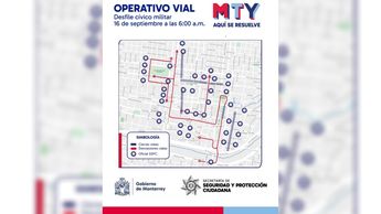 Cierres viales por desfile 16 de septiembre en Monterrey.| Especial