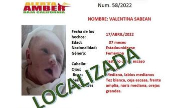 Localizan en Baja California a bebé de origen estadounidense desaparecida en abril / Cortesía