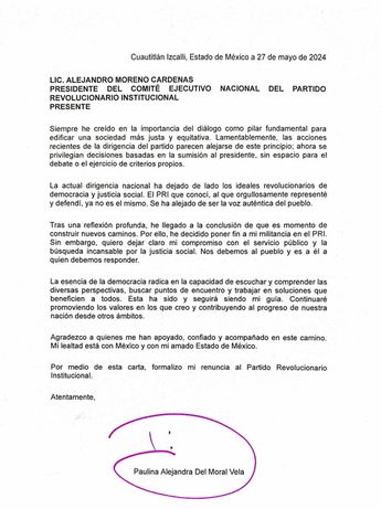 Carta Alejandra del Moral 27 de mayo 2024