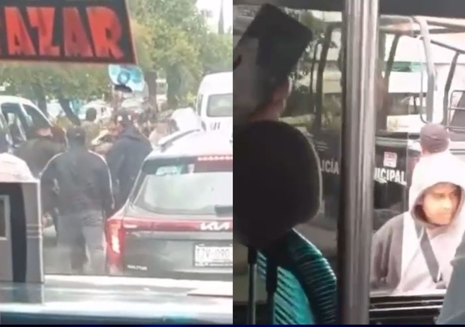 Los vehículos de transporte fueron obligados a desviarse durante la riña entre policía y comerciantes / Especial