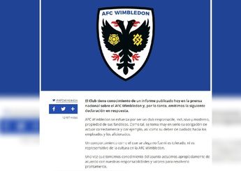 Comunicado del AFC Wimbledon tras la renuncia de su Director General / CORTESÍA: @AFCWimbledon