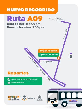 Recorrido de la Ruta A09 de Mi Macro Periférico. | Secretaría de Transporte