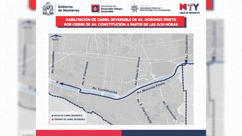 Monterrey anuncia carril contraflujo en avenida Morones Prieto/ Especial.