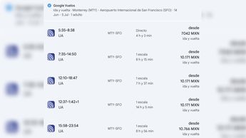 Comparativa precios de vuelos Monterrey-San Francisco.| Google Vuelos