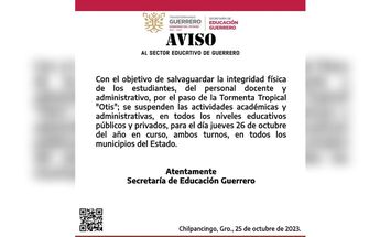 SEG mantendrá suspensión de clases durante el 26 de octubre / SEG