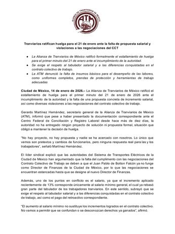 La Alianza de Tranviarios de México ratificó la huelga por falta de acuerdos salariales. / Cortesía