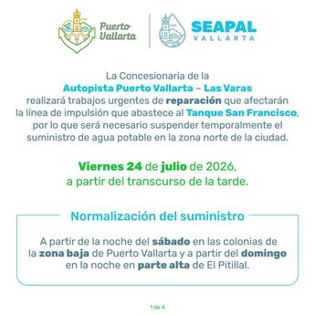 El organismo de agua invitó a tomar precauciones y cuidar el suministro. | Seapal Vallarta