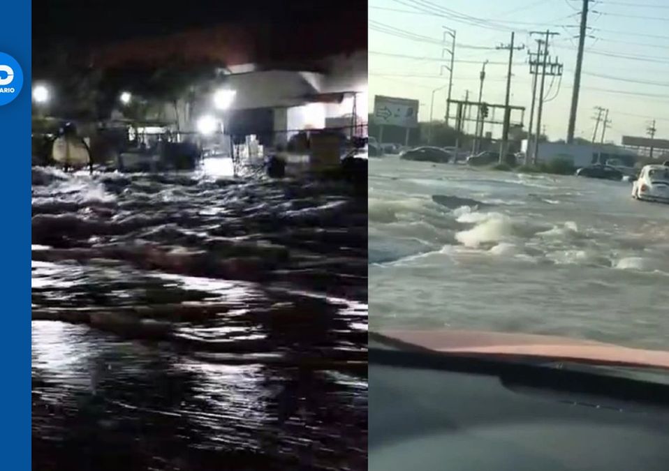 Mega fuga de agua potable inunda calles en Escobedo. | Especial