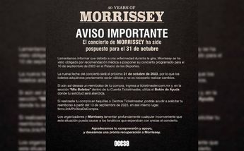 Comunicado de Ocesa acerca de concierto de Morrisey / @ocesa_total