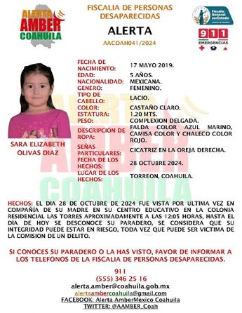 Ficha de búsqueda de Sara Olivas