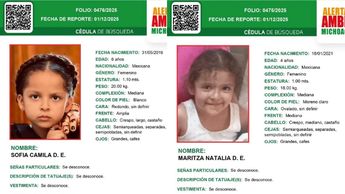 Imágenes de las menores difundidas en la Alerta Amber; autoridades y familia piden apoyo para su pronta localización. | Foto: Alerta Amber