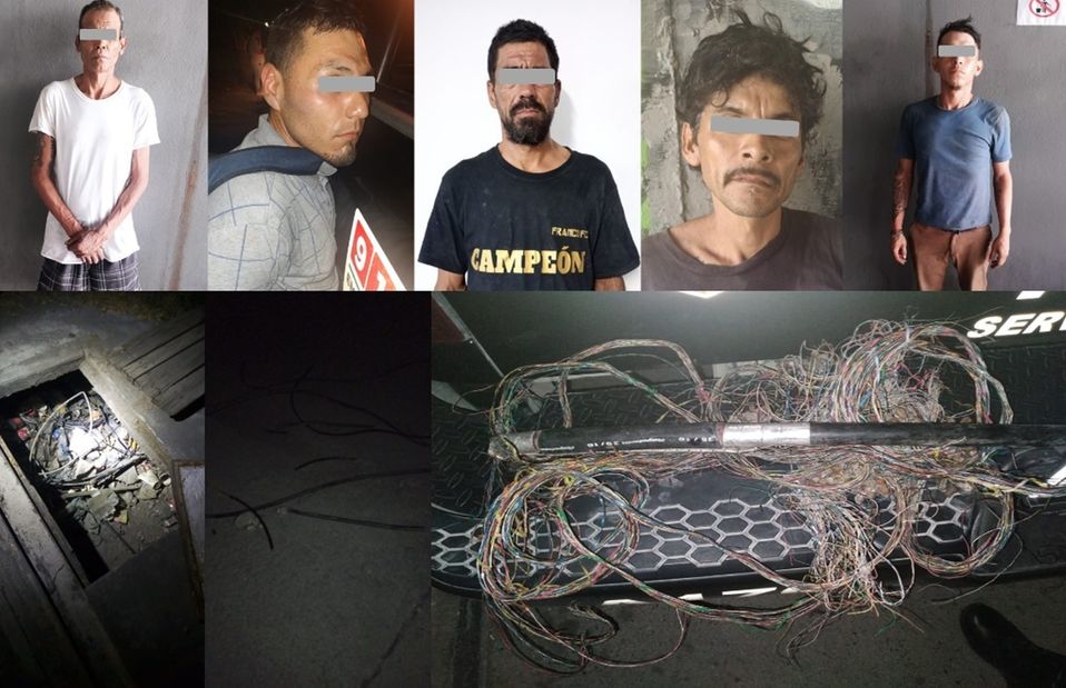 Detienen a hombres robando cables de teléfono / Especial