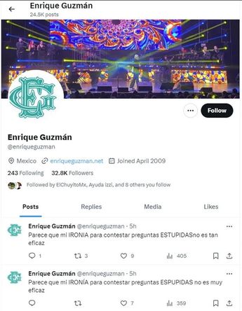 Enrique Guzmán reacciona a través de sus redes sociales