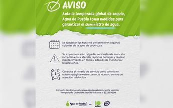 Agua de Puebla informó en sus redes sociales los cortes de agua que realizará a partir de mayo de 2024 | Agua de Puebla para Todos