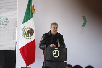 El secretario de Movilidad de Nuevo León, Hernán Villarreal durante el evento para arrancar la construcción de la Línea 6 del Metrorrey. | Jorge López