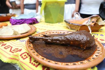 Mole de Calpan, Puebla, servido con tamales típicos y agua de frutas / Agencia Es Imagen