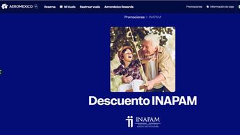 Página de promociones de Aeroméxico con credencial del INAPAM